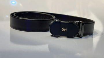 Gucci Black Leather Belt with GG Buckle